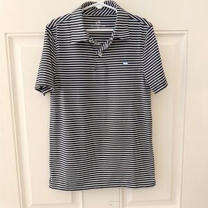 Southern Tide Navy and White Striped Polo